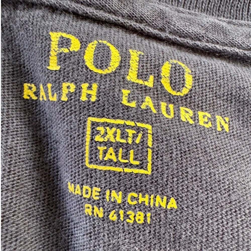 Polo Ralph Lauren Classic Gray Long Sleeve T-Shirt Red‎ Pony Logo 2XLT Tall